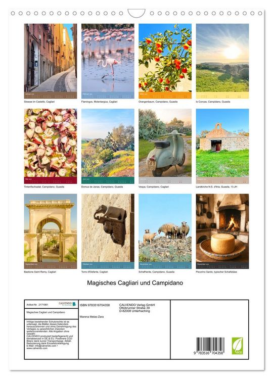 Produktbild: Magisches Cagliari und Campidano (Wandkalender 2026 DIN A3 hoch), CALVENDO Monatskalender