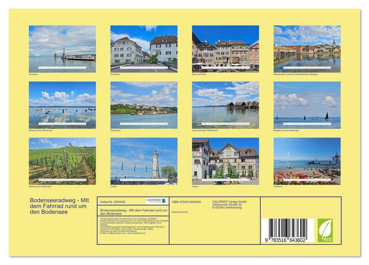 Produktbild: Bodenseeradweg - MIt dem Fahrrad rund um den Bodensee (Wandkalender 2026 DIN A4 quer), CALVENDO Monatskalender