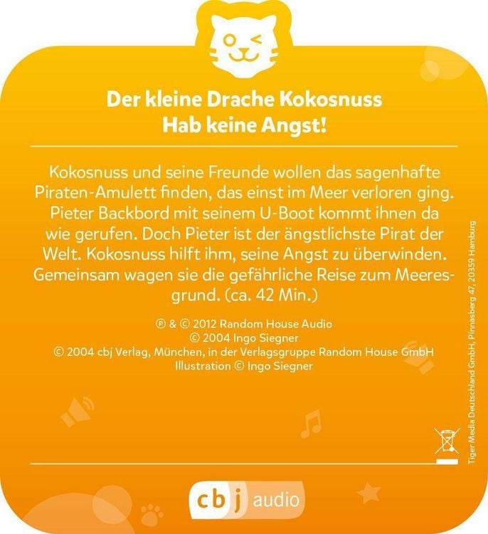 Produktbild: tigercard - Der kleine Drache Kokosnuss - Hab keine Angst!