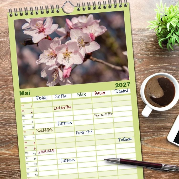 Produktbild: Familienplaner 2027 - Fr&uuml;hlingsbl&uuml;her - Farbenpracht nach dem Winter mit 5 Spalten (Wandkalender, 21 x 45 cm) CALVENDO