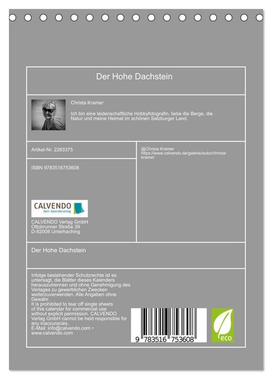 Produktbild: Der Hohe Dachstein (Tischkalender 2027 DIN A5 hoch), CALVENDO Monatskalender