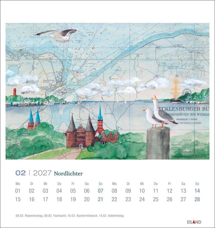 Produktbild: Nordlichter - See(h)karten Postkartenkalender 2027