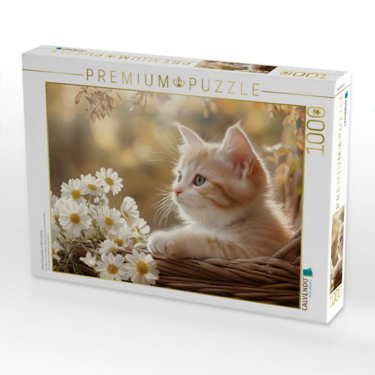 Produktbild: CALVENDO Puzzle Rotes Katzenbaby im Blumenkorb | 1000 Teile Lege-Gr&ouml;&szlig;e 64x48cm Foto-Puzzle f&uuml;r gl&uuml;ckliche Stunden