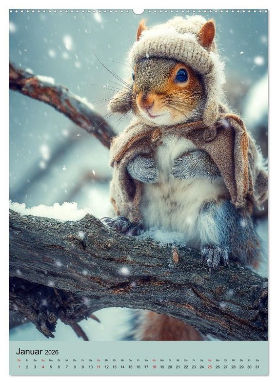 Produktbild: Eichh&ouml;rnchen Kalender - Tierkalender mit verr&uuml;ckten Eichk&auml;tzchen (Wandkalender 2026 DIN A2 hoch), CALVENDO Monatskalender
