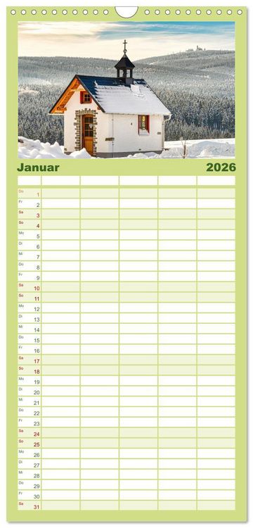 Produktbild: Familienplaner 2026 - Sch&ouml;nes Erzgebirge mit 5 Spalten (Wandkalender, 21 x 45 cm) CALVENDO