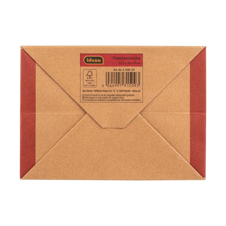 Produktbild: Idena Flaschentasche Frohe Weihnachten / Happy New Year 12,5x35x9cm Kraftpapier 140g/m&sup2;
