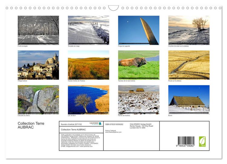Produktbild: Collection Terre AUBRAC (Calendrier mural 2026 DIN A3 vertical), CALVENDO calendrier mensuel