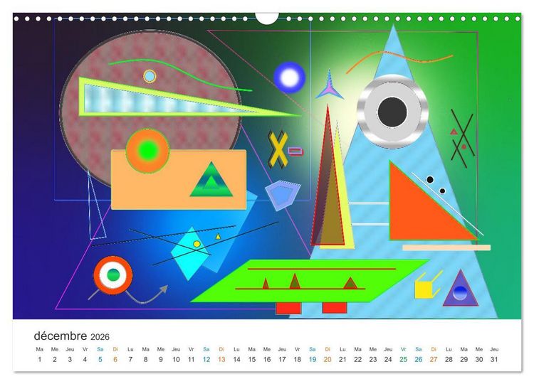 Produktbild: L'art abstrait aux mille facettes (Calendrier mural 2026 DIN A3 vertical), CALVENDO calendrier mensuel