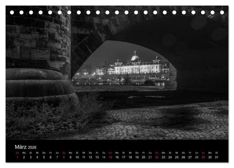 Produktbild: Dresden - Elbflorenz bei Nacht (Tischkalender 2026 DIN A5 quer), CALVENDO Monatskalender