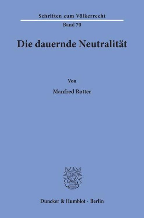 Produktbild: Die dauernde Neutralit&auml;t.