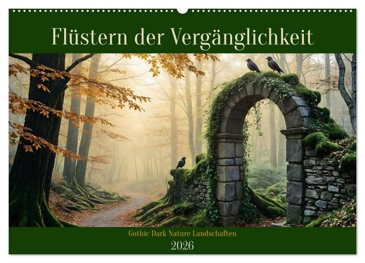 Produktbild: Fl&uuml;stern der Verg&auml;nglichkeit - Gothic Dark Nature Landschaften (Wandkalender 2026 DIN A2 quer), CALVENDO Monatskalender