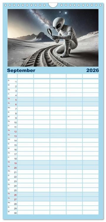 Produktbild: Familienplaner 2026 - Aliens auf Tour mit 5 Spalten (Wandkalender, 21 x 45 cm) CALVENDO