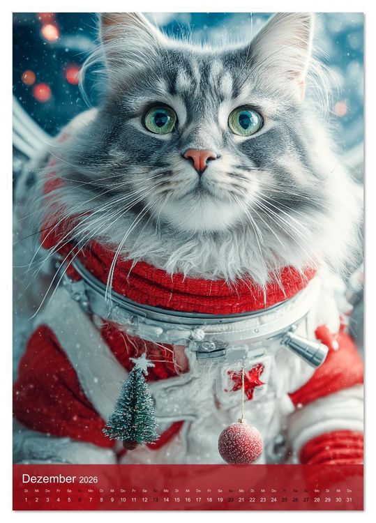 Produktbild: Katzen im Weltall - lustiger Katzenkalender f&uuml;r Kinder, Familien und Katzenliebhaber (Tischkalender 2026 DIN A5 hoch), CALVENDO Monatskalender