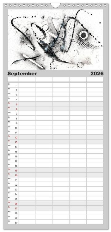 Produktbild: Familienplaner 2026 - Abstrakte Aquarelle mit 5 Spalten (Wandkalender, 21 x 45 cm) CALVENDO