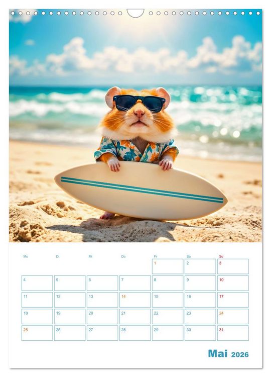 Produktbild: Holiday Hamster - Urlaubsfeeling pur mit sonnigen KI Hamstern (Wandkalender 2026 DIN A3 hoch), CALVENDO Monatskalender