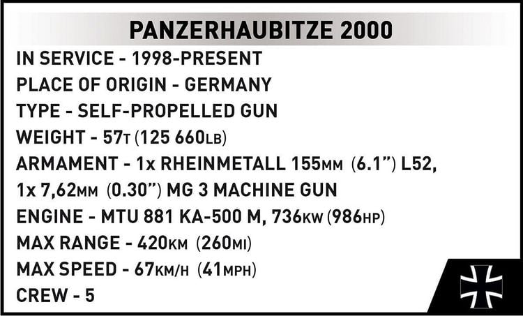 Produktbild: COBI Armed Forces 2628 - Panzerhaubitze 2000, 1002 Klemmbausteine