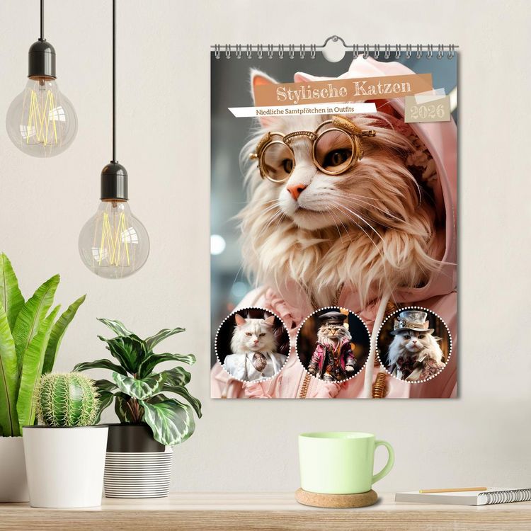 Produktbild: Stylische Katzen (Wandkalender 2026 DIN A4 hoch), CALVENDO Monatskalender