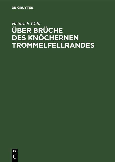 Produktbild: &Uuml;ber Br&uuml;che des kn&ouml;chernen Trommelfellrandes