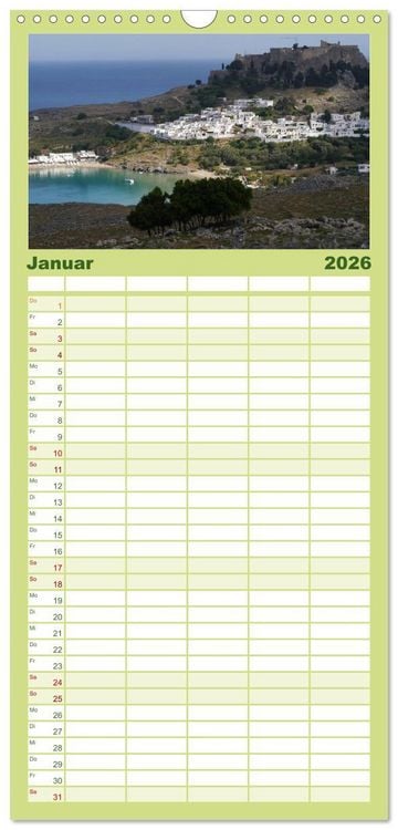 Produktbild: Familienplaner 2026 - Trauminsel Rhodos mit 5 Spalten (Wandkalender, 21 x 45 cm) CALVENDO