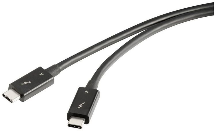 Produktbild: Renkforce Thunderbolt&trade;-Kabel Thunderbolt&trade; 4 Thunderbolt&trade; (USB-C&reg;) Stecker, Thunderbolt&trade; (USB-C&reg;) Stecker 0.80m Schwarz doppelt