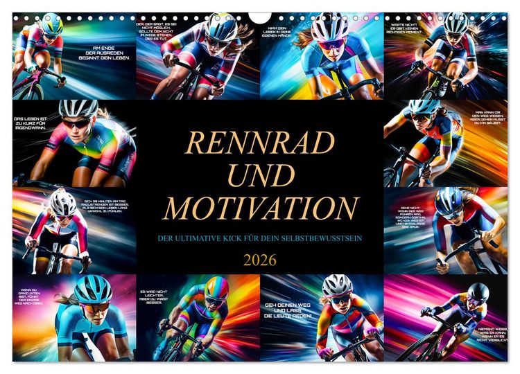 Produktbild: Rennrad und Motivation (Wandkalender 2026 DIN A3 quer), CALVENDO Monatskalender
