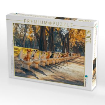 Produktbild: CALVENDO Puzzle Hundeschlange auf dem Klo - tierischer Humor f&uuml;r Puzzlefans | 1000 Teile Lege-Gr&ouml;&szlig;e 64x48cm Foto-Puzzle f&uuml;r gl&uuml;ckliche Stunden