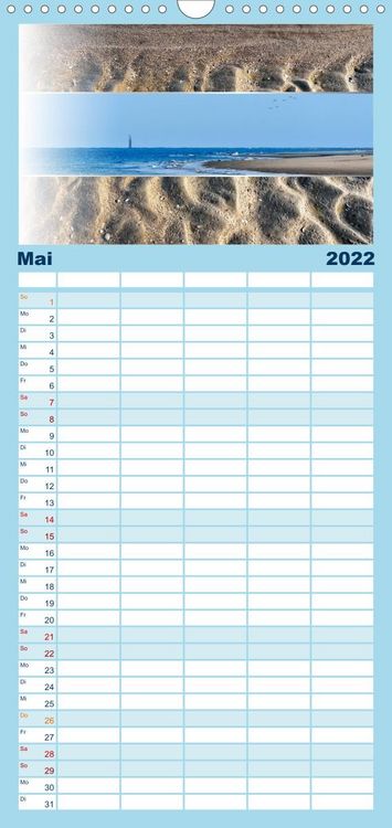 Produktbild: Familienplaner K&uuml;stenstreifen an der Nordsee (Wandkalender 2022 , 21 cm x 45 cm, hoch)