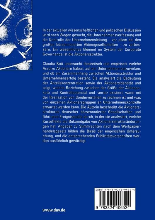 Produktbild: Aktion&auml;rsstruktur, Kontrolle und Erfolg von Unternehmen