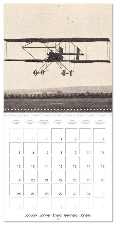 Produktbild: Avions biplans sur cartes postales anciennes (Calendrier mural carr&eacute; 2026 30x30 cm) Calendrier double avec une page pour vos prises de notes