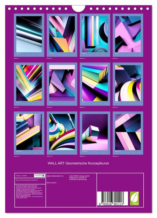Produktbild: WALL ART Geometrische Konzeptkunst (Wandkalender 2026 DIN A4 hoch), CALVENDO Monatskalender
