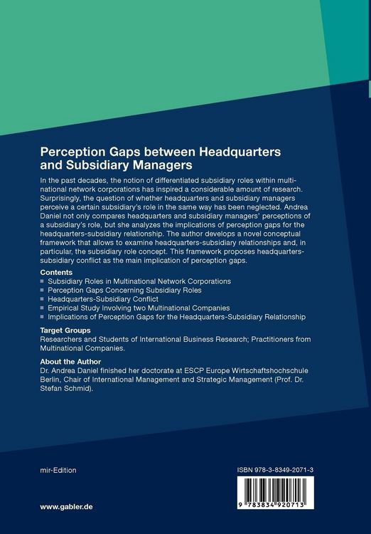 Produktbild: Perception Gaps between Headquarters and Subsidiary Managers