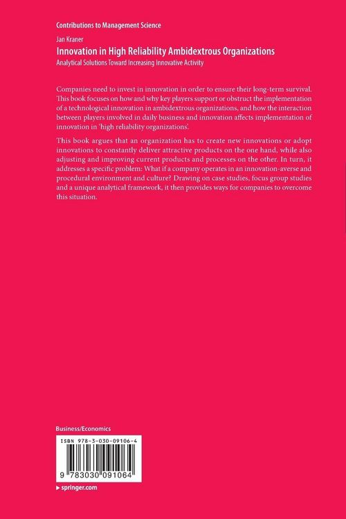 Produktbild: Innovation in High Reliability Ambidextrous Organizations