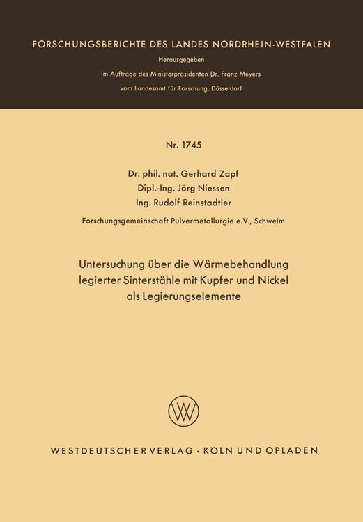 Produktbild: Untersuchung &uuml;ber die W&auml;rmebehandlung legierter Sinterst&auml;hle mit Kupfer und Nickel als Legierungselemente