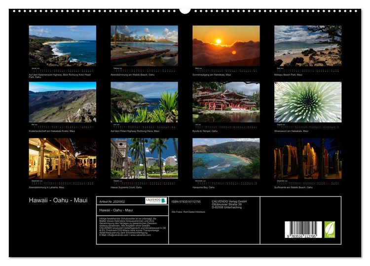Produktbild: Hawaii - Oahu - Maui (hochwertiger Premium Wandkalender 2026 DIN A2 quer), Kunstdruck in Hochglanz