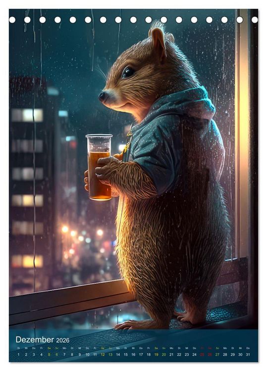 Produktbild: Schlaflos Tierische Nachteulen (Tischkalender 2026 DIN A5 hoch), CALVENDO Monatskalender