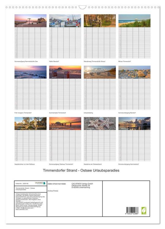 Produktbild: Timmendorfer Strand - Ostsee Urlaubsparadies (Wandkalender 2026 DIN A2 hoch), CALVENDO Monatskalender
