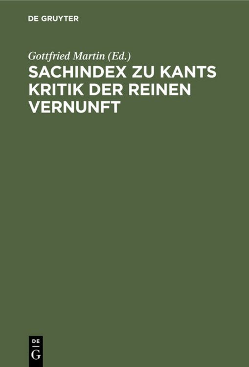 Produktbild: Sachindex zu Kants Kritik der reinen Vernunft