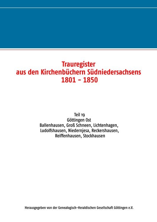 Produktbild: Trauregister aus den Kirchenb&uuml;chern S&uuml;dniedersachsens 1801 - 1850