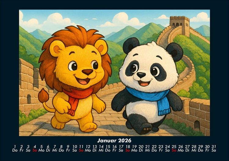 Produktbild: Buschi und Pippin - Reise zu den Weltwundern 2026 Fotokalender DIN A4