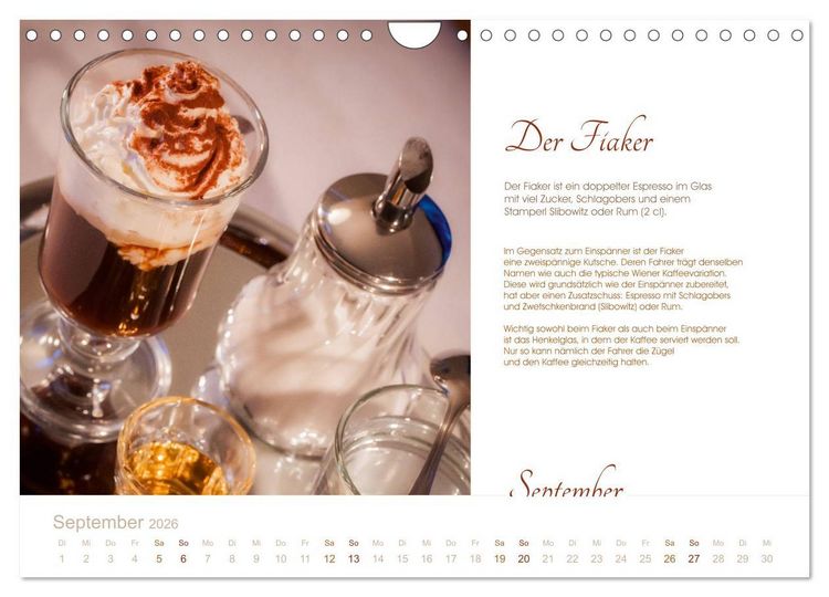 Produktbild: Wiener Kaffeerezepte (Wandkalender 2026 DIN A4 quer), CALVENDO Monatskalender