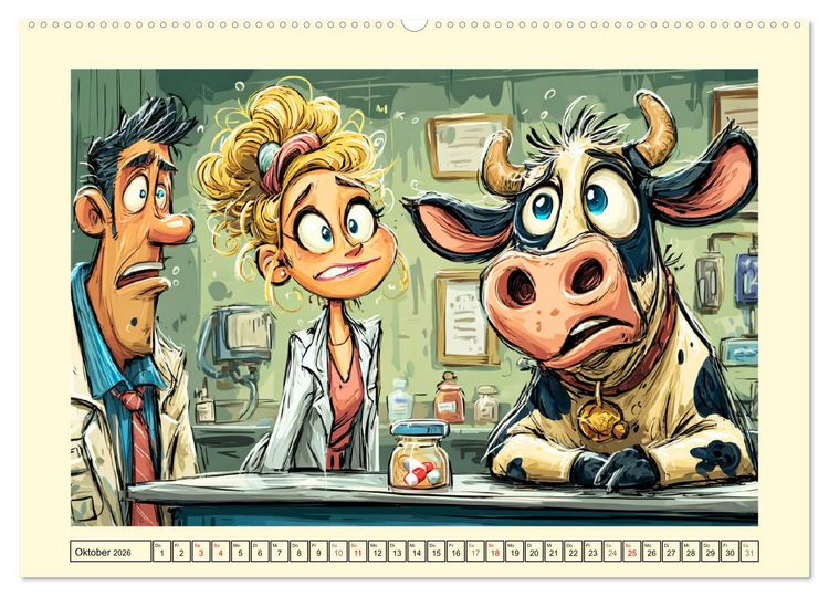 Produktbild: Beim Tierarzt! Tierisch schr&auml;ge Besuche in der Vetklinik (Wandkalender 2026 DIN A2 quer), CALVENDO Monatskalender