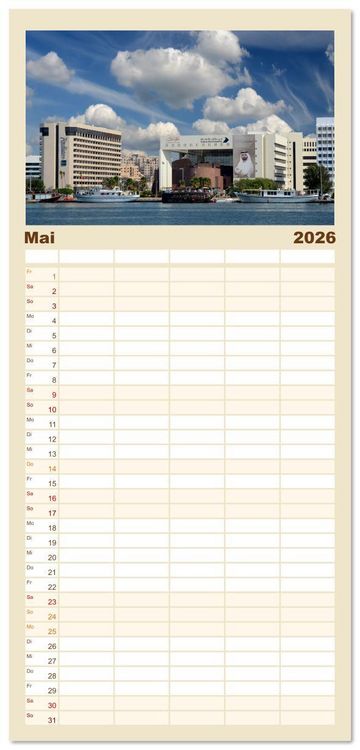 Produktbild: Familienplaner 2026 - Dubai, die Stadt der Superlative. mit 5 Spalten (Wandkalender, 21 x 45 cm) CALVENDO