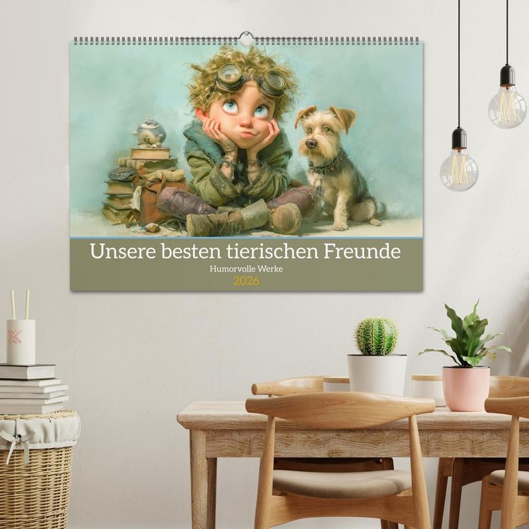 Produktbild: Unsere besten tierischen Freunde - Humorvolle Werke (Wandkalender 2026 DIN A2 quer), CALVENDO Monatskalender