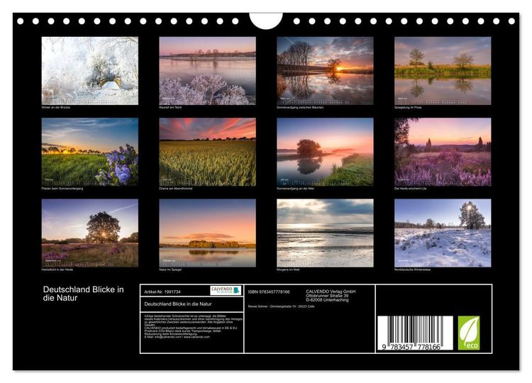 Produktbild: Deutschland Blicke in die Natur (Wandkalender 2026 DIN A4 quer), CALVENDO Monatskalender