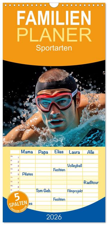 Produktbild: Familienplaner 2026 - Sportarten mit 5 Spalten (Wandkalender, 21 x 45 cm) CALVENDO