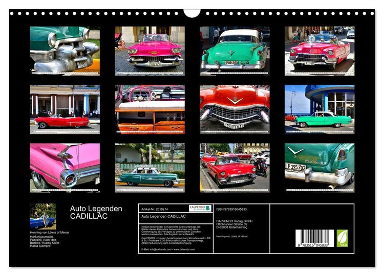 Produktbild: Auto Legenden CADILLAC (Wandkalender 2026 DIN A3 quer), CALVENDO Monatskalender