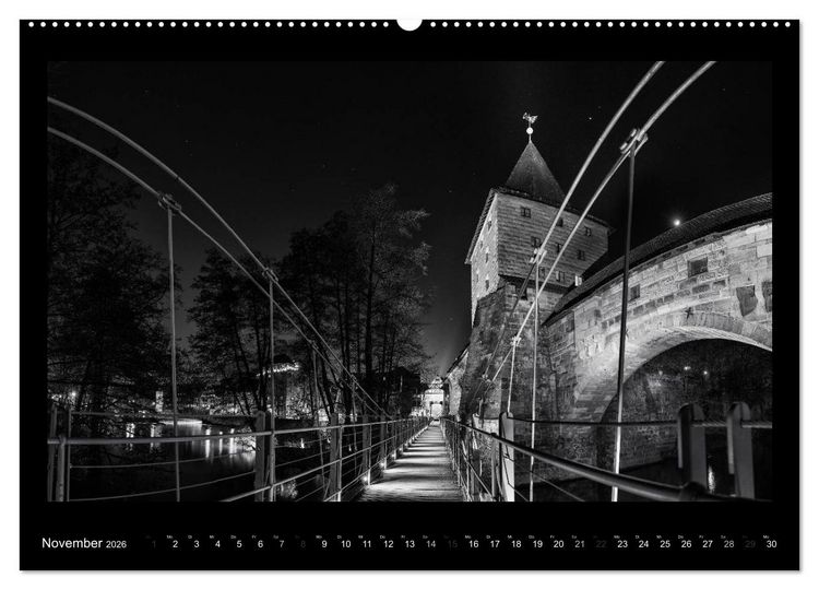 Produktbild: N&uuml;rnberg - Ansichten in schwarz und wei&szlig; (Wandkalender 2026 DIN A2 quer), CALVENDO Monatskalender