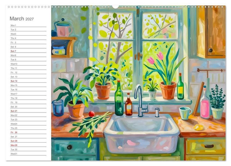 Produktbild: Painted Kitchen Moments - Twelve expressive interiors (Wall Calendar 2027 DIN A2 landscape), CALVENDO 12 Month Wall Calendar