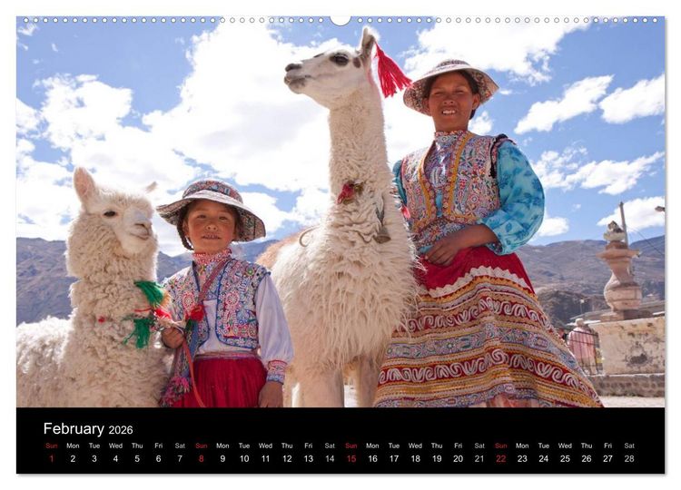Produktbild: Peru - from the Andes to the Amazon / UK-Version (High Quality Premium Wall Calendar 2026 DIN A2 landscape),CALVENDO 12 Month Wall Calendar