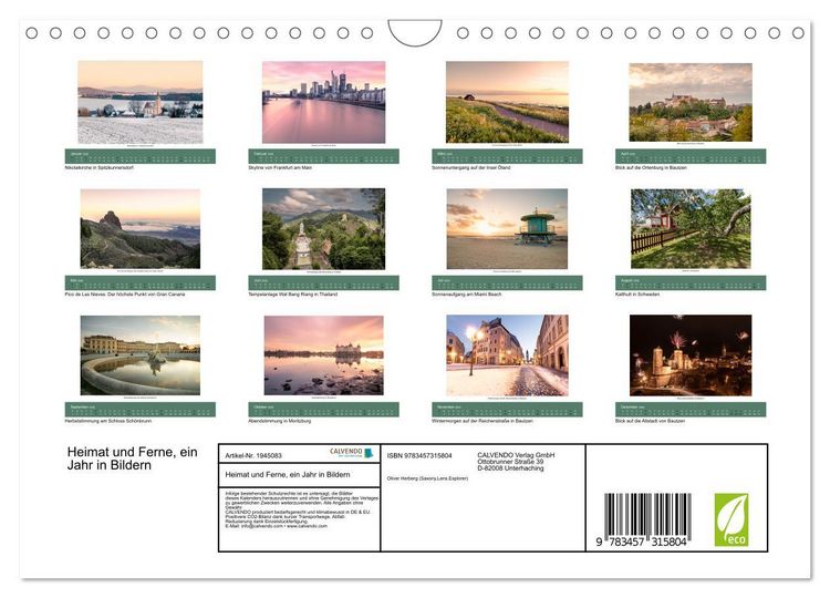 Produktbild: Heimat und Ferne, ein Jahr in Bildern (Wandkalender 2026 DIN A4 quer), CALVENDO Monatskalender